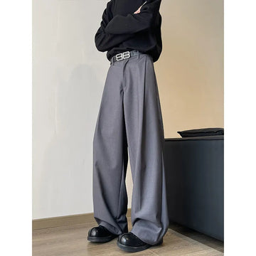Riolio Men Wide Leg Pants Solid Color Mopping pants Joggers Loose Pleated Casual Trousers Men Streetwear NEW Fashion Long Pants